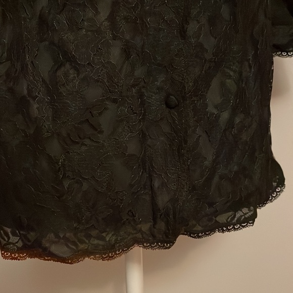 Vintage Gossard Artemis Sheer Nylon Button-Down Black Top - Size 34/S - Picture 4 of 10